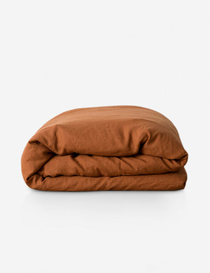 European Flax Linen cedar orange Duvet Cover by Cultiver