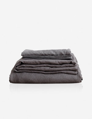 European Flax Linen charcoal gray Sheet Set by Cultiver