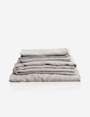 European Flax Linen smoke gray Sheet Set by Cultiver