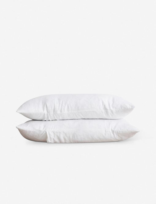 #color::white #size::standard #size::king | Set of two european flax linen white pillowcases by cultiver