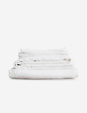 European Flax Linen white Sheet Set by Cultiver
