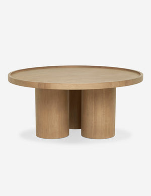 Delta ash wood round coffee table with three column legs