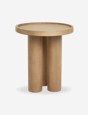 Delta natural wooden side table with pedestal base
