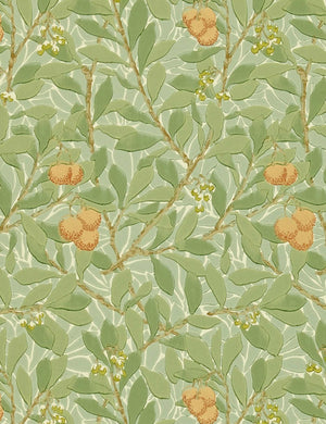 Morris & Co. ARBUTUS Wallpaper, Green/Terracotta Swatch