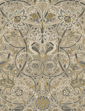 Morris & Co. Bullerswood Wallpaper, Stone/Mustard Swatch