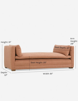 Dimensions on the Elvie Pink Linen chaise