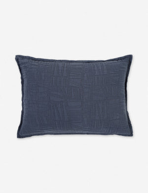 Harbour Cotton Matelassé navy Sham by Pom Pom at Home with geometric woven texture