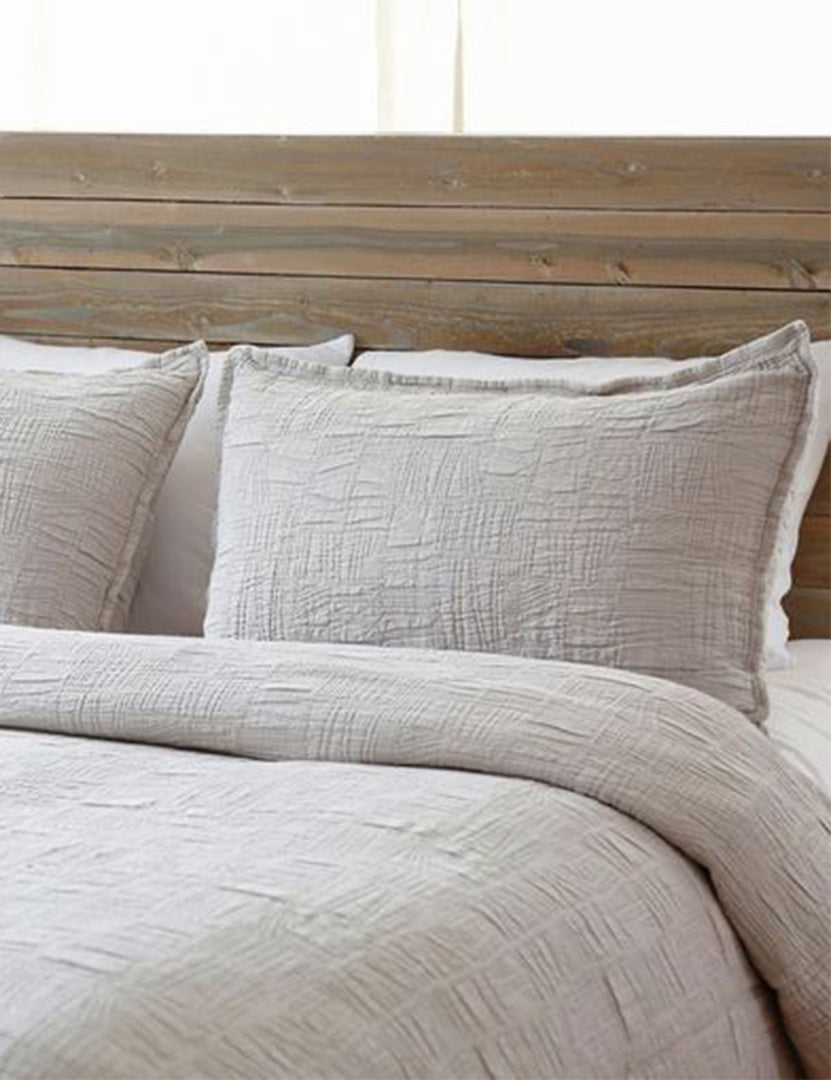 #color::taupe #size::king #size::queen #size::twin | Harbour Cotton Matelassé taupe Coverlet by Pom Pom at Home with geometric woven texture