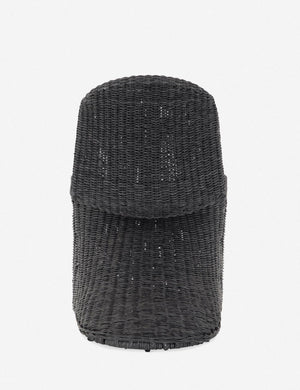 Rear view of the Manila wicker weave black indoor and outdoor dining chair