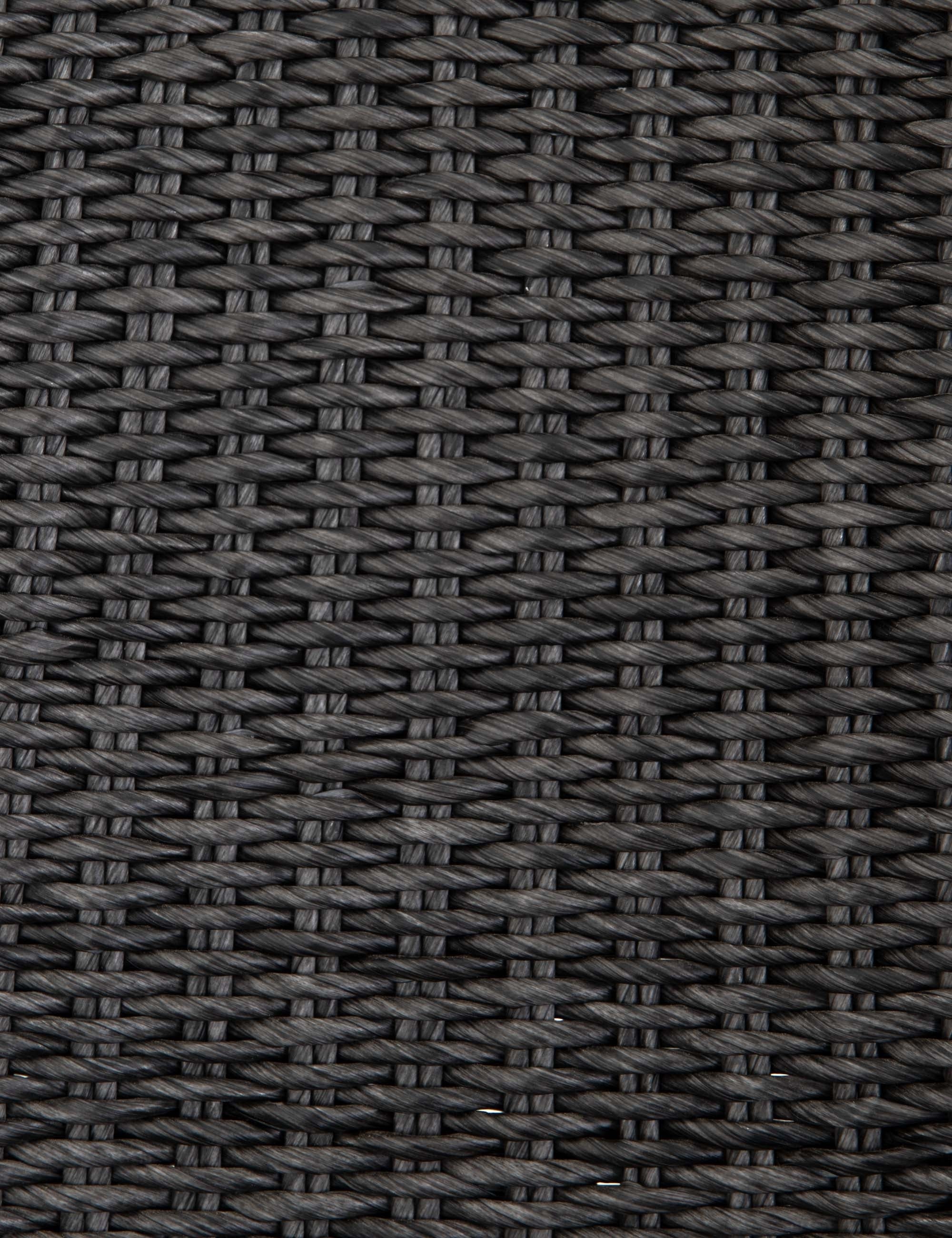 Detailed shot of the black woven wicker on the Manila wicker weave black indoor and outdoor dining chair