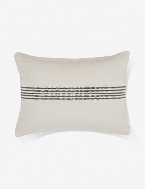 Katya Indoor and Outdoor lumbar cream Pillow with gray stripes in the center