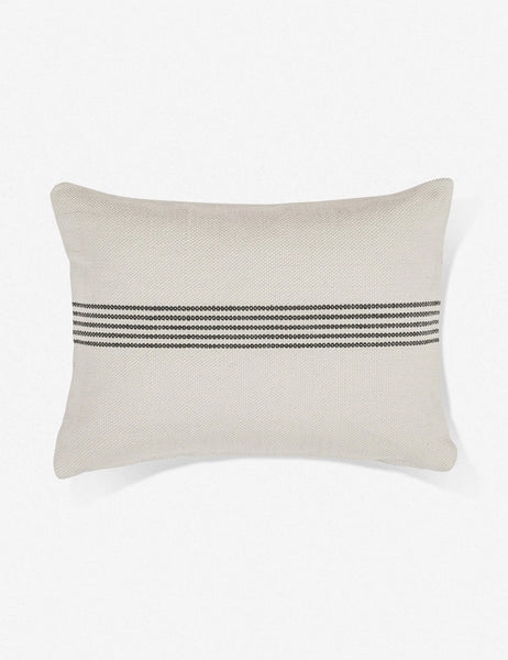 #color::gray-stripe #style::lumbar | Katya Indoor and Outdoor lumbar cream Pillow with gray stripes in the center