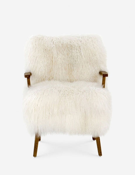 | Kora ivory accent chair made with shaggy mongolian fur