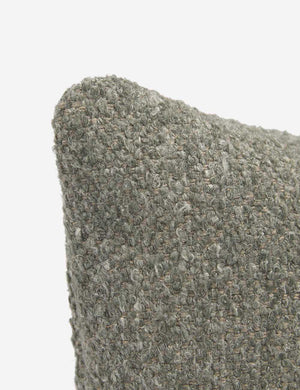 Corner-shot of the manon linen moss green lumbar boucle pillow