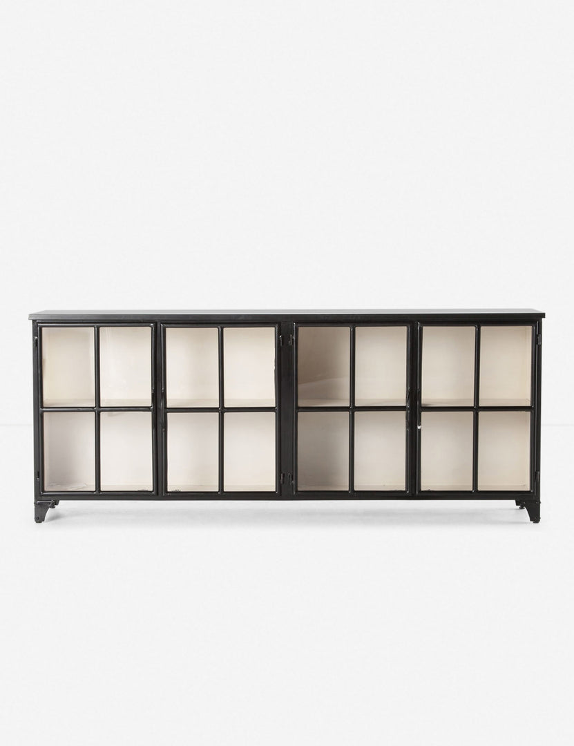 | Marjorie black iron sideboard with glass paneled doors