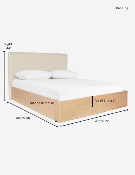 #size::cal-king #color::natural | Dimensions on the california king sized Nia natural linen bed