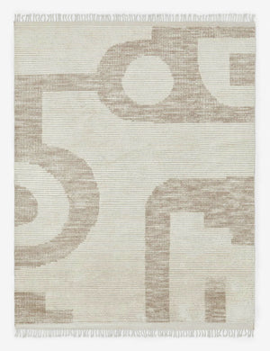 Nomad neutral-toned geometric floor rug by Élan Byrd with subtle ribbed design
