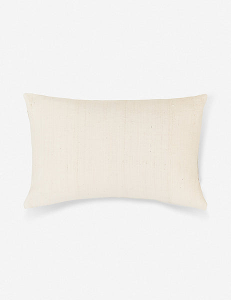 #size::14--x-22- | Norala solid white handmade lumbar throw pillow with a hidden zipper and natural linen backing