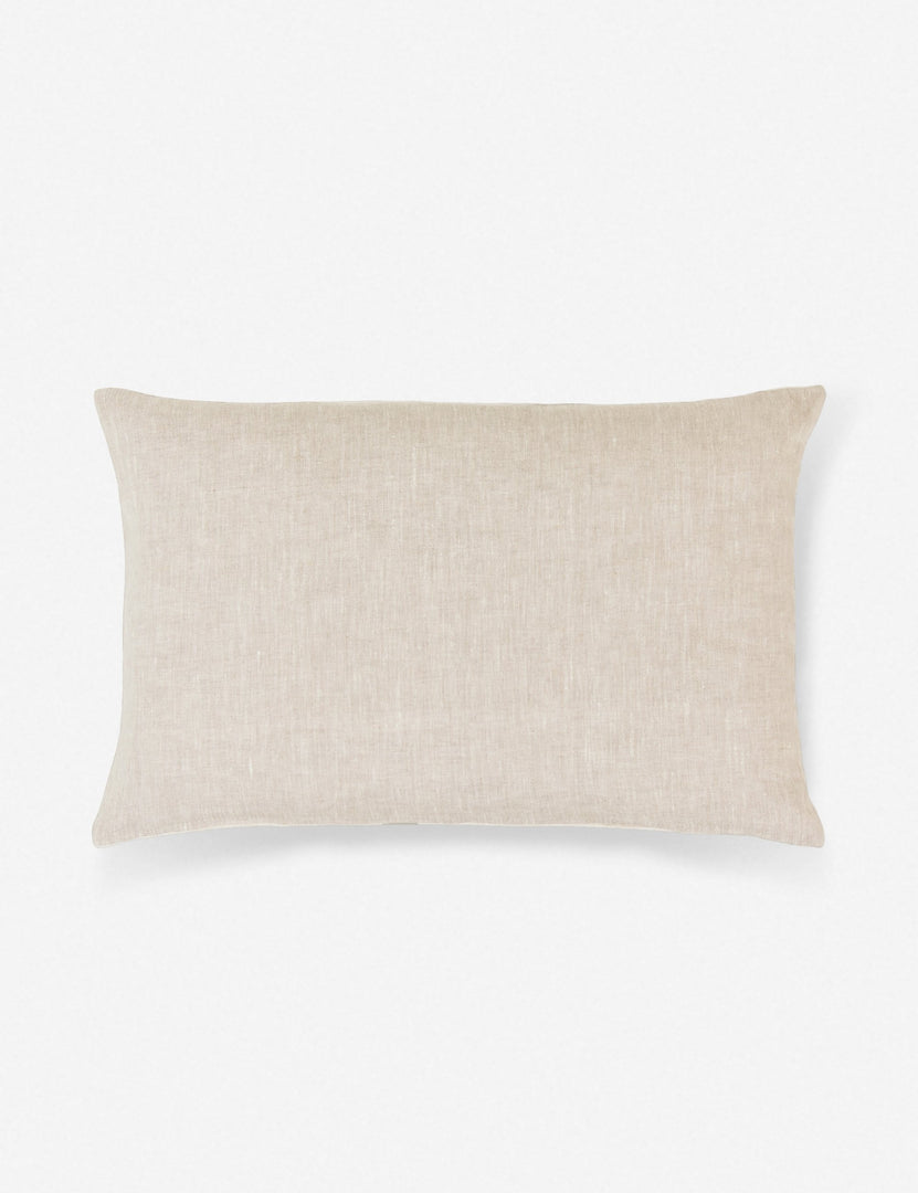 #size::14--x-22- | The natural linen backing on the Norala solid white handmade lumbar throw pillow