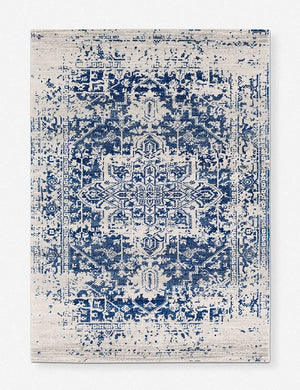 Prisha bohemian style distressed white and blue rug
