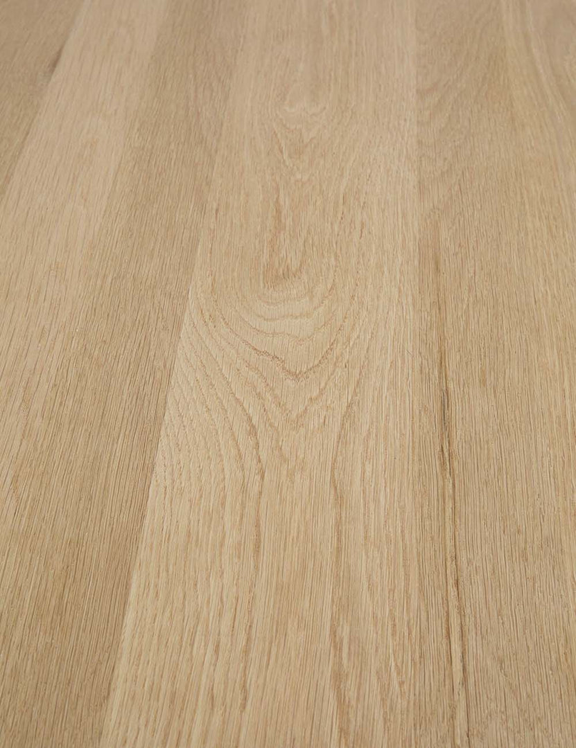#color::oak #size::82-W | Detailed view of the oak wood on the Reese oak wood rectangular dining table.