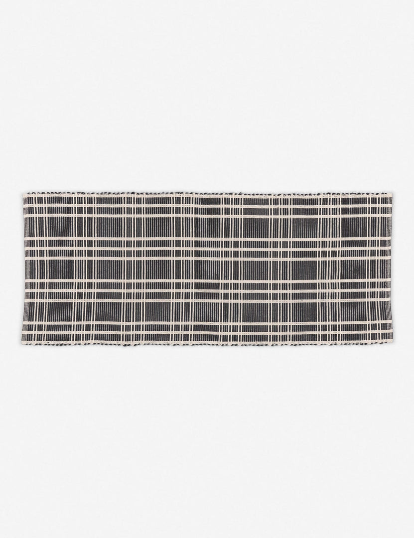 #size::2--x-5- | Rika black and white cotton machine washable mat with checkerboard pattern in its runner size