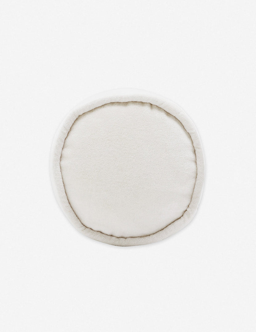 #color::oyster | Side view of the Sabine white velvet cylindrical bolster pillow
