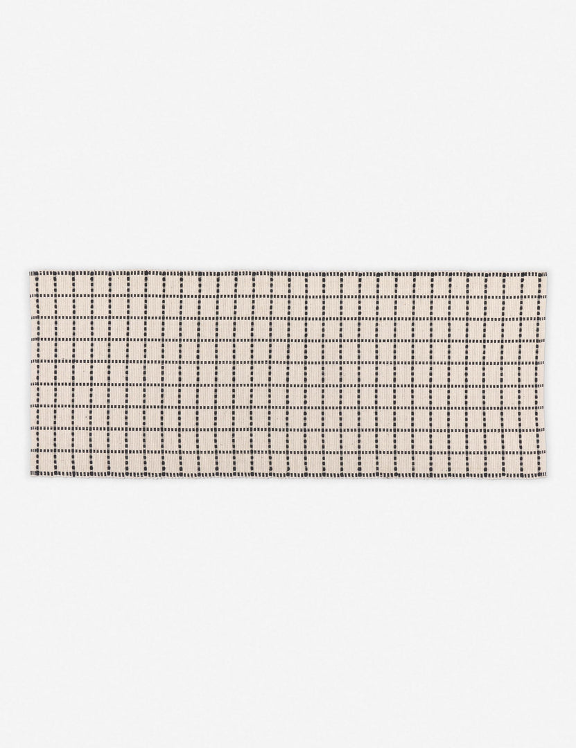#size::2--x-5- | Sebou natural and black dotted machine washable mat in its runner size