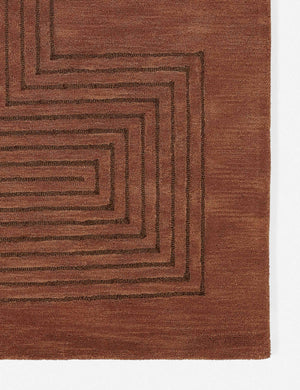 Close-up of the striped geometric pattern on the Simone brown tonal rug