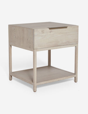 Angled view of the Dana Natural Wood Nightstand
