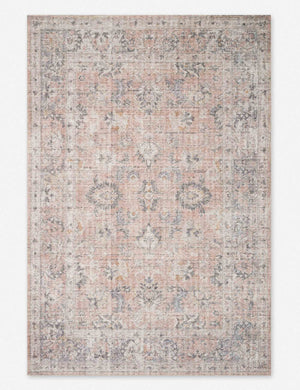 Roze blush and grey power-loomed rug with medallion patterns