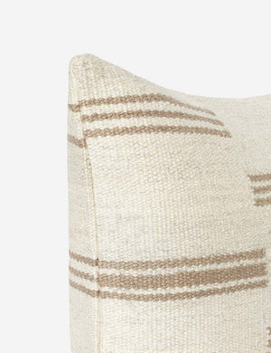 Corner of the Stripe break natural and cream square pillow by Sarah Sherman Samuel