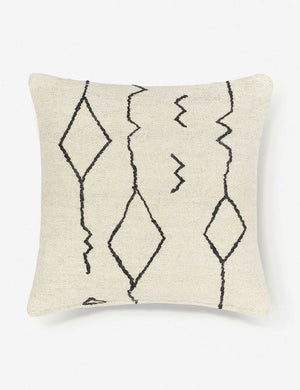 Moroccan black and natural beni ourain inspired square flat weave pillow by Sarah Sherman Samuel