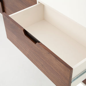 A drawer of the Cordelle media console open