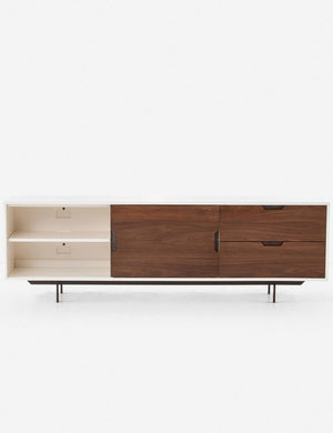 Cordelle media console with the left cabinet exposed